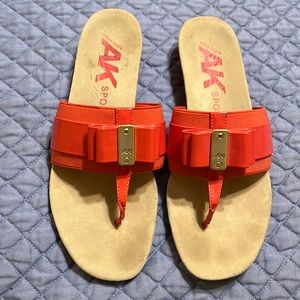 Anne Klein, AK SPORT, coral colored sandal, slight heel, size 7.5